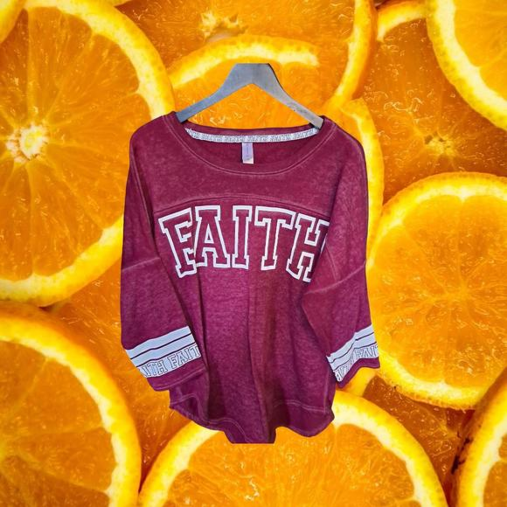 NoBo Faith Maroon Long Sleeve Sweatshirt Size XL